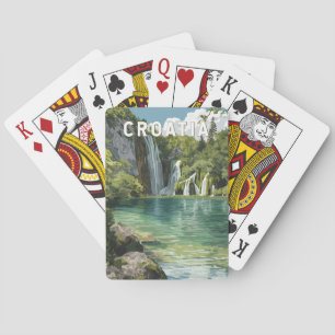 Kroatien Illustration Reise Kunst Vintage Spielkarten