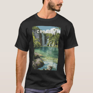 Kroatien Illustration Reise Kunst Vintage T-Shirt