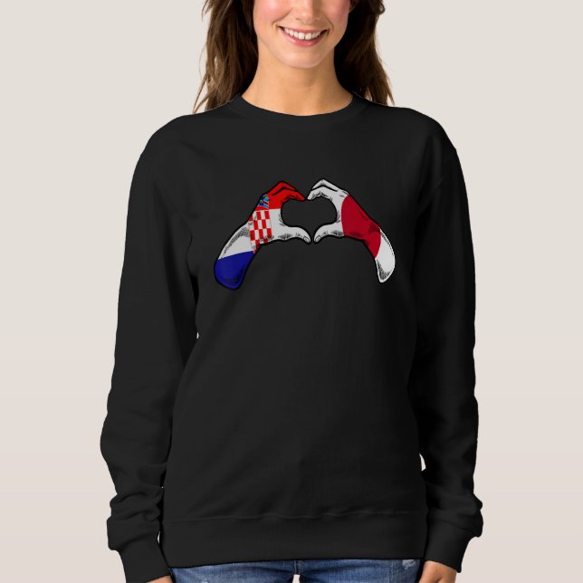 Kroatien Japan Flagge - Kroatisch Japanisches Herz Sweatshirt (Vorderseite)