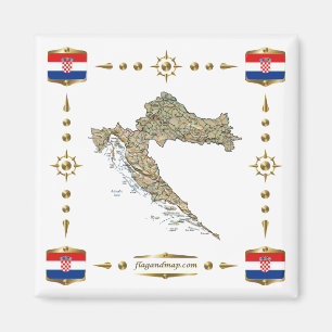 Kroatien Karte + Flaggen Magnet