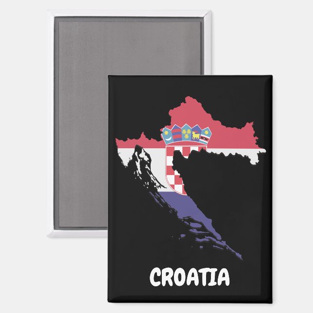 Kroatien Kartenflagge farbig Vintag Magnet (Vorderseite/Rückseite)
