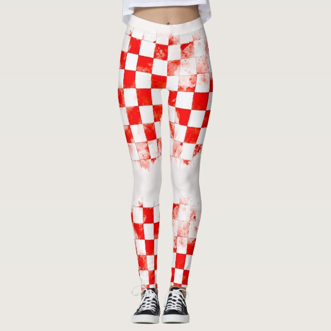 Kroatien kockice Schachbrett-Yogahosen Leggings (Vorderseite)