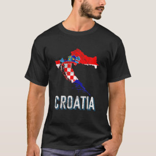 Kroatien kroatisch Kroate Flagge Karte Zagreb Dubr T-Shirt