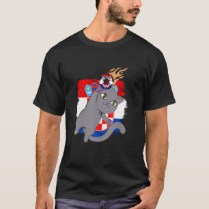 Kroatien kroatische Flagge Katze Kroatischer Stolz T-Shirt