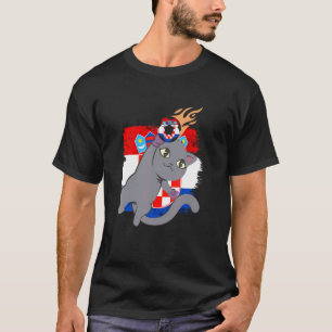Kroatien Kroatische Flagge Katze Kroatischer Stolz T-Shirt