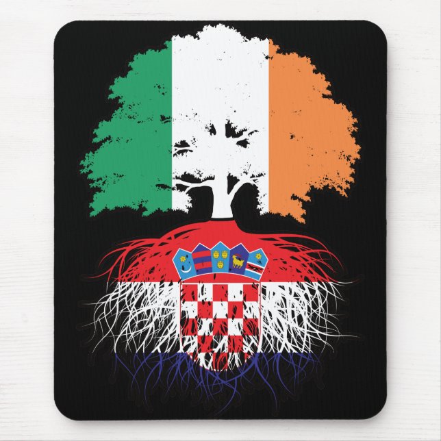 Kroatien Kroatische Irish Ireland Tree Roots Flag Mousepad (Vorne)