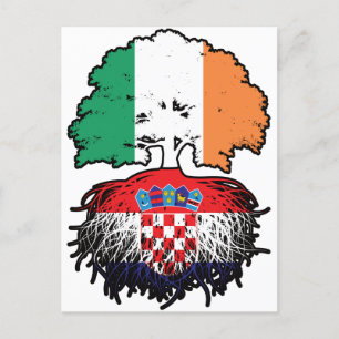 Kroatien Kroatische Irish Ireland Tree Roots Flag Postkarte