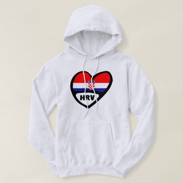 Kroatien Ländercode Flaggenstaat Herz Hrvatska Hoodie (Design vorne)