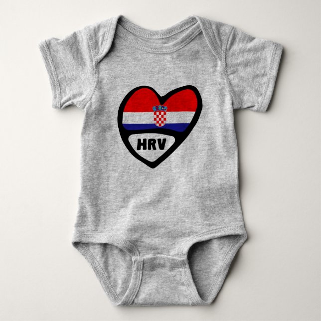 Kroatien Ländercode Flaggenstaat Herz Hrvatska HRV Baby Strampler (Vorderseite)