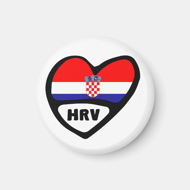 Kroatien Ländercode Flaggenstaat Herz Hrvatska Magnet (Vorne)