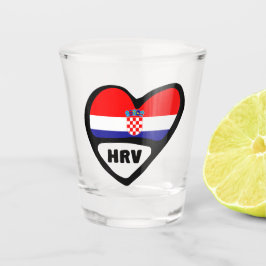 Kroatien Ländercode Flaggenstaat Herz Hrvatska Schnapsglas