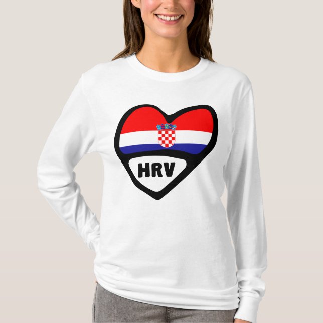 Kroatien Ländercode Flaggenstaat Herz Hrvatska T-Shirt (Vorderseite)