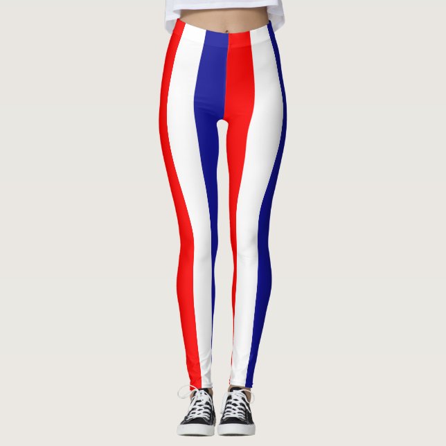 Kroatien Nationale Flaggenfarben vertikal gestreif Leggings (Vorderseite)