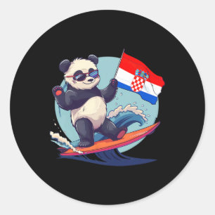 Kroatien Panda Bär Surft auf kroatischen Wurzeln K Runder Aufkleber
