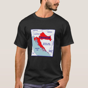 Kroatien Politische Karte in Flaggenfarben. Benach T-Shirt