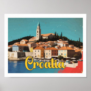 Kroatien Pop-Art-Reiseillustration Poster