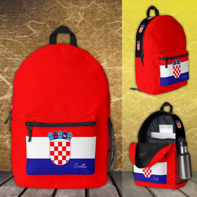 Kroatien, roter Rucksack, kroatische Flagge / patr Bedruckter Rucksack (Von Creator hochgeladen)