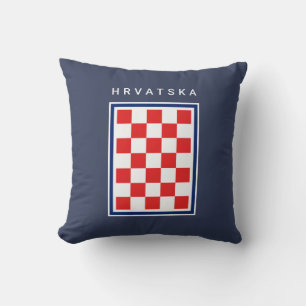 Kroatien Schachbrett Blau Rand Kissen