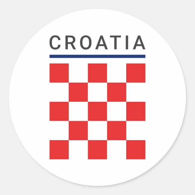 Kroatien Schachbrett Runder Aufkleber (Vorderseite)