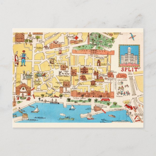 Kroatien Split Bunte Postkarte (Vorderseite)