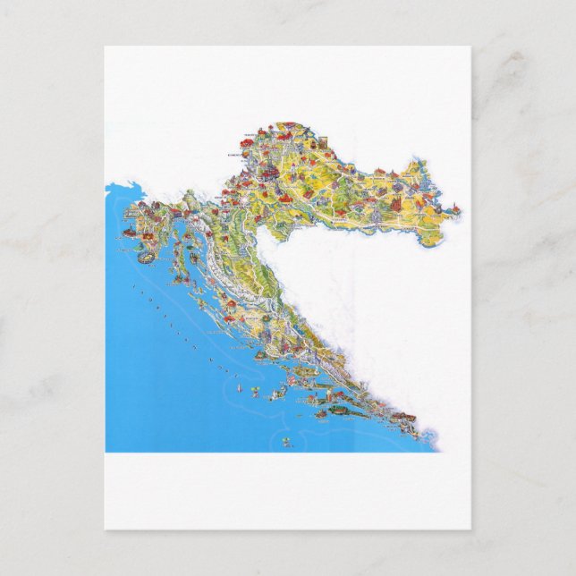 Kroatien Touristenkarte, hrvatska turistička mapa Postkarte (Vorderseite)