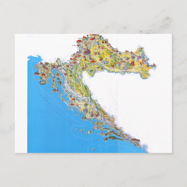 Kroatien Touristenkarte, hrvatska turistička mapa Postkarte (Vorderseite)