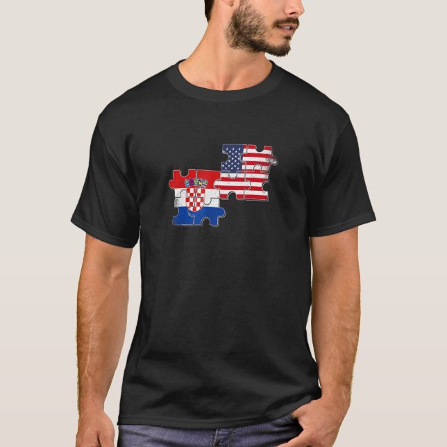 Kroatien USA Roots Kroatische amerikanische Flagge T-Shirt (Vorderseite)