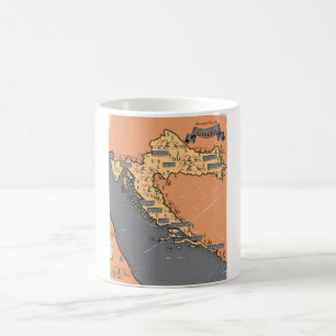 Kroatien Vintage alte Karte Kaffeetasse