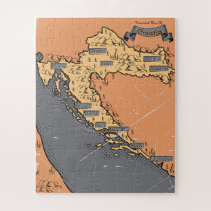 Kroatien Vintage alte Karte Puzzle