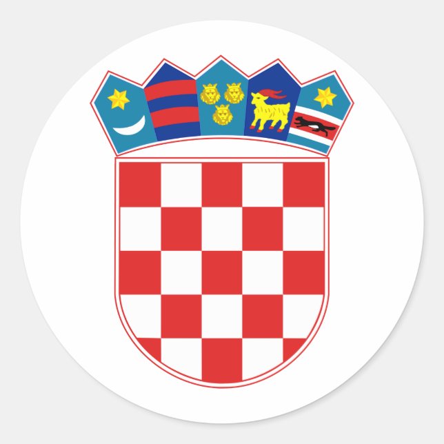 Kroatien-Wappen Stunde Hrvatska Runder Aufkleber (Vorderseite)