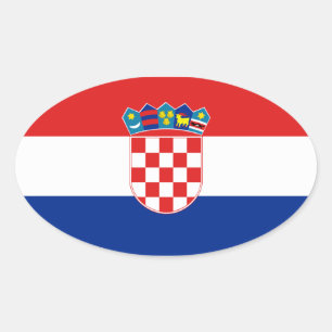 Kroatienflagge Ovaler Aufkleber