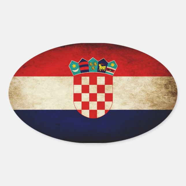 Kroatienflagge Ovaler Aufkleber (Vorderseite)