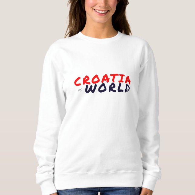 KROATIENvsWORLD + .COM White Sweatshirt (Vorderseite)