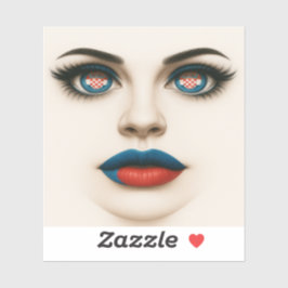 Kroatisch Beauty Eyes & Lips Pop Portrait Aufkleber