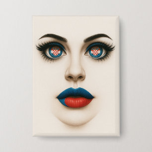 Kroatisch Beauty Eyes & Lips Pop Portrait Button