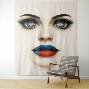 Kroatisch Beauty Eyes & Lips Pop Portrait Wandteppich