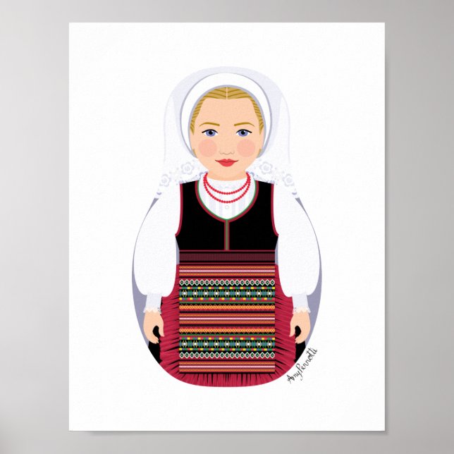 Kroatisch Lika Blonde Matryoshka Poster (Vorne)