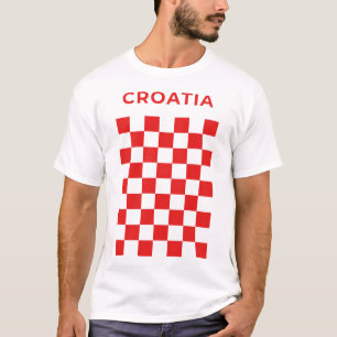 Kroatisch Schachbrett Rot T-Shirt