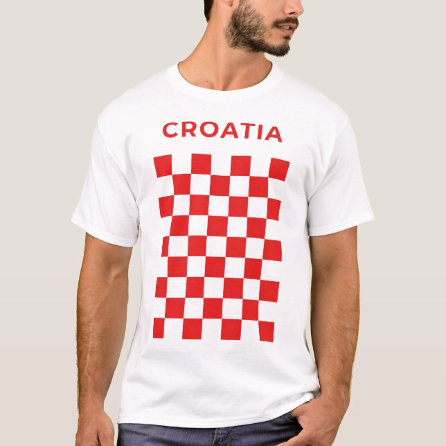Kroatisch Schachbrett Rot T-Shirt (Vorderseite)