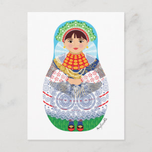 Kroatisch, Slavonija Matryoshka Postcard Postkarte