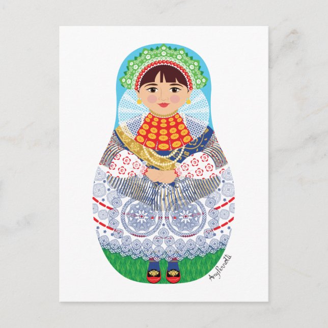 Kroatisch, Slavonija Matryoshka Postcard Postkarte (Vorderseite)