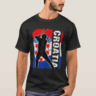 Kroatische Baseball Spieler Kroatien Flaggen-Baseb T-Shirt
