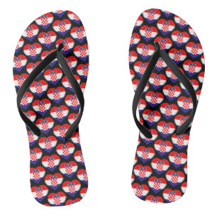Kroatische Flag Farben Herz Muster pattern Patriot Flip Flops