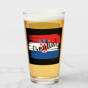 Kroatische Flagge für künstlerische Pinselstriche Glas