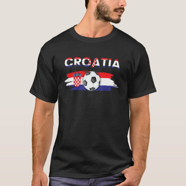 Kroatische Flagge Fußball Kroatische Fußballfans T-Shirt (Vorderseite)