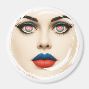 Kroatische Flagge Gesicht – Augen & Lippen Pop Art Magnet