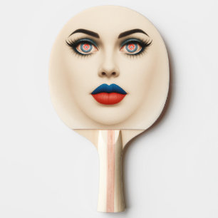 Kroatische Flagge Gesicht – Augen & Lippen Pop Art Tischtennis Schläger