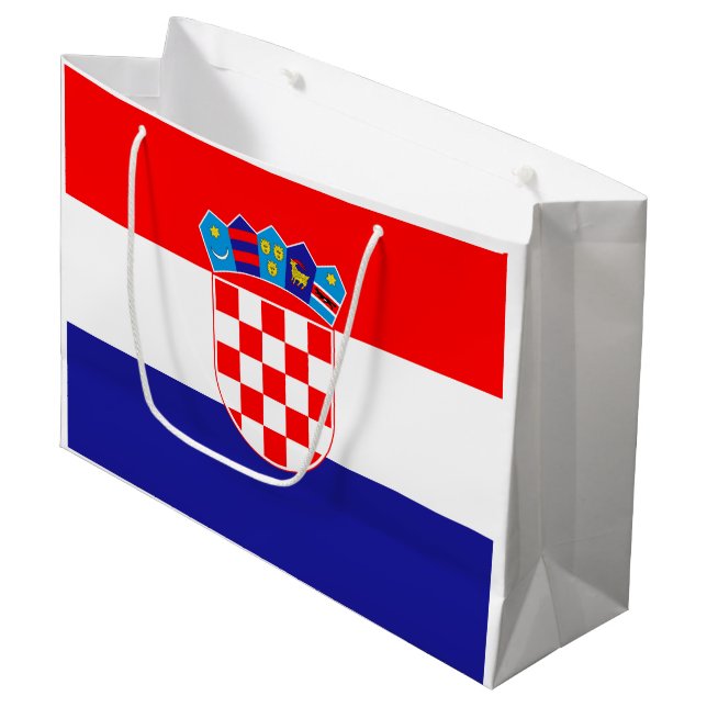 Kroatische Flagge Große Geschenktüte (Vorderseite Schrägansicht)