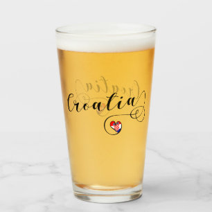 Kroatische Flagge Herz, I Liebe Kroatien Glas