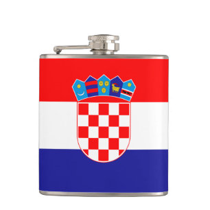 Kroatische Flagge & Herz, Kroatien reisen/Sportfan Flachmann